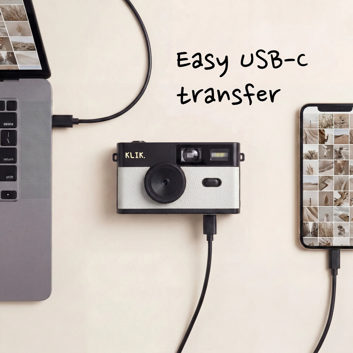 Blanc – Transfert des photos en USB-C