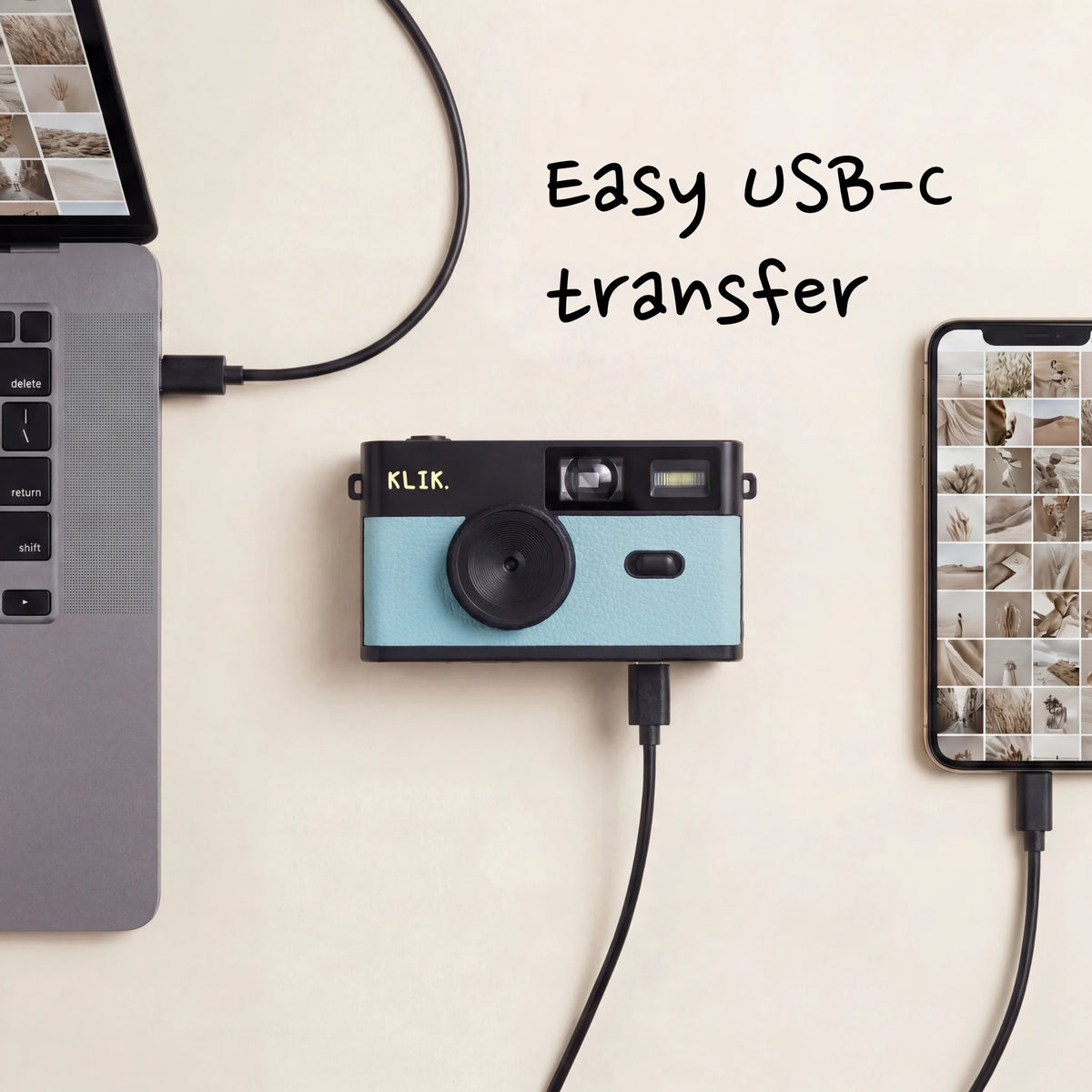 Bleu – Transfert des photos en USB-C