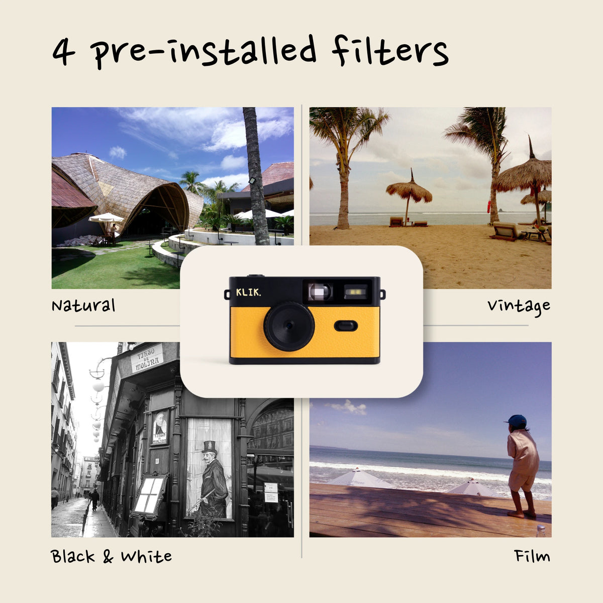 Jaune – Les 4 filtres préinstallés