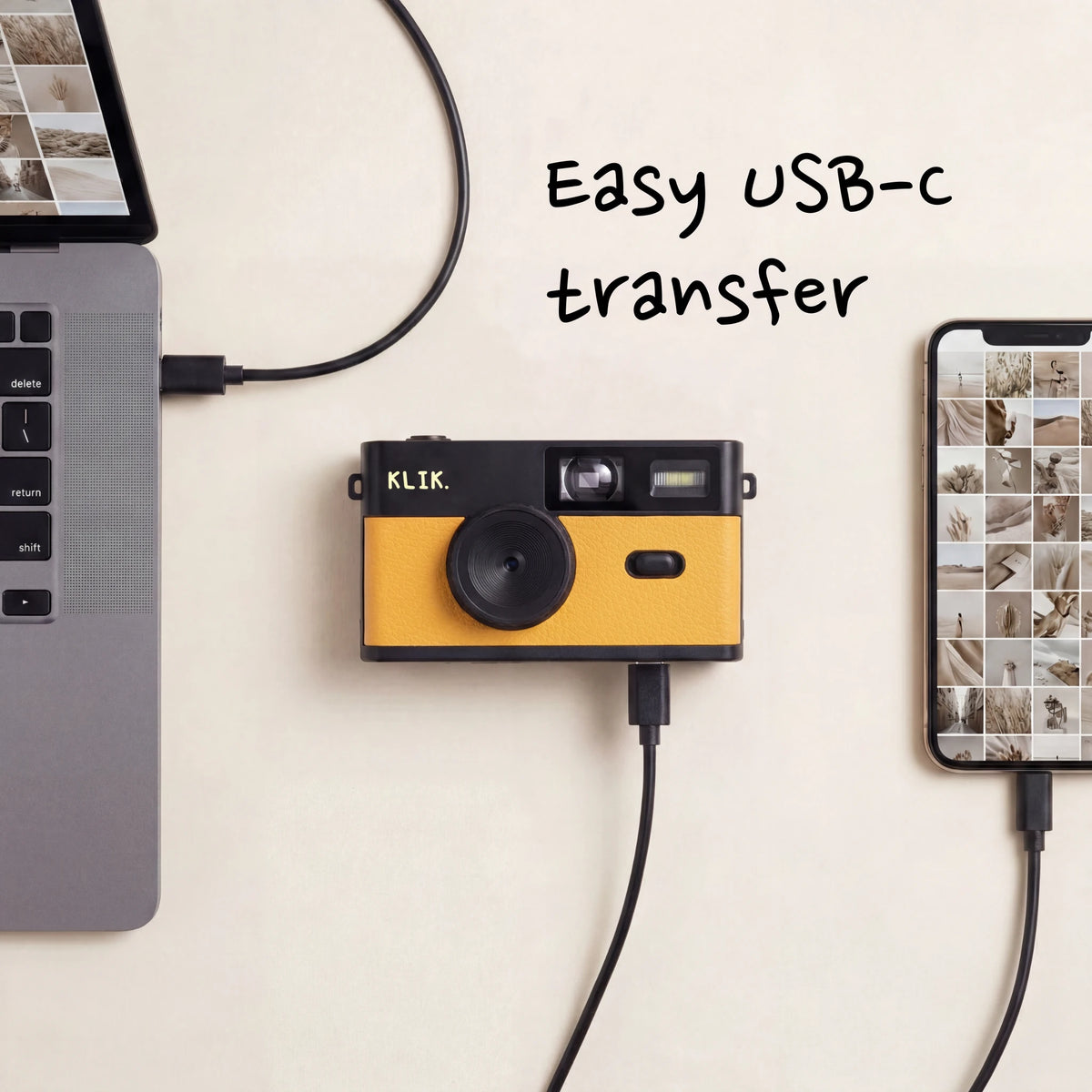 Jaune – Transfert des photos en USB-C