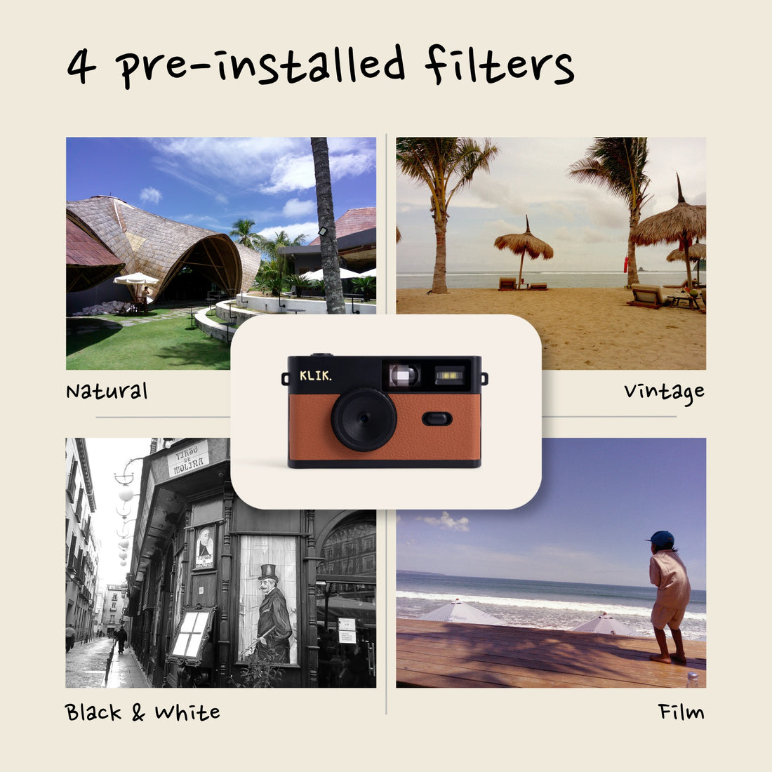 Marron – Les 4 filtres préinstallés