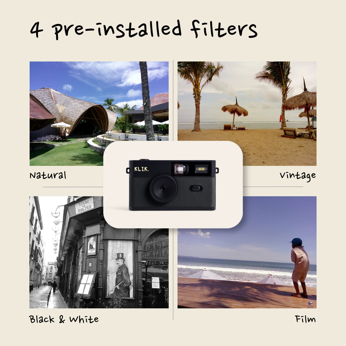 Noir – Les 4 filtres préinstallés