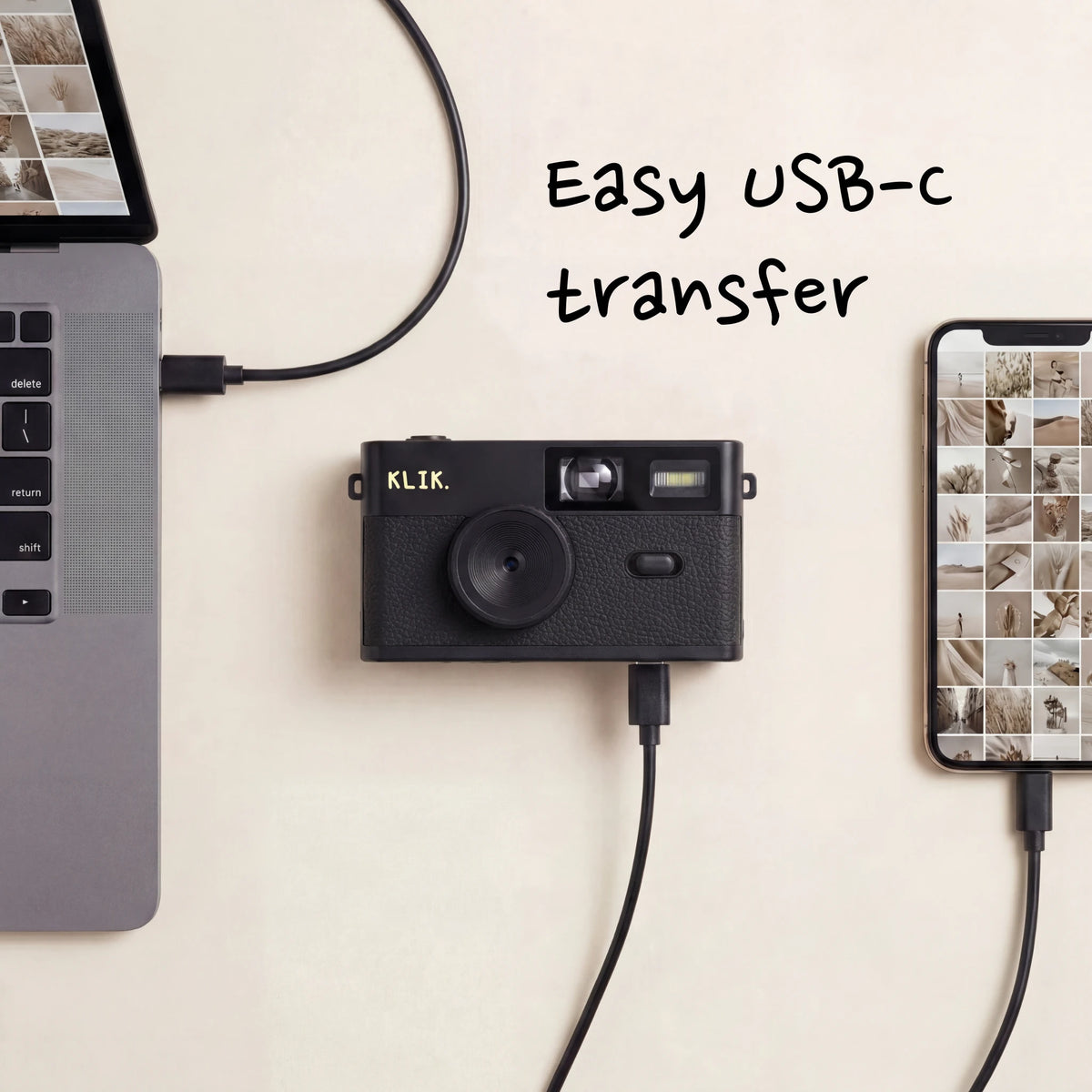 Noir – Transfert des photos en USB-C