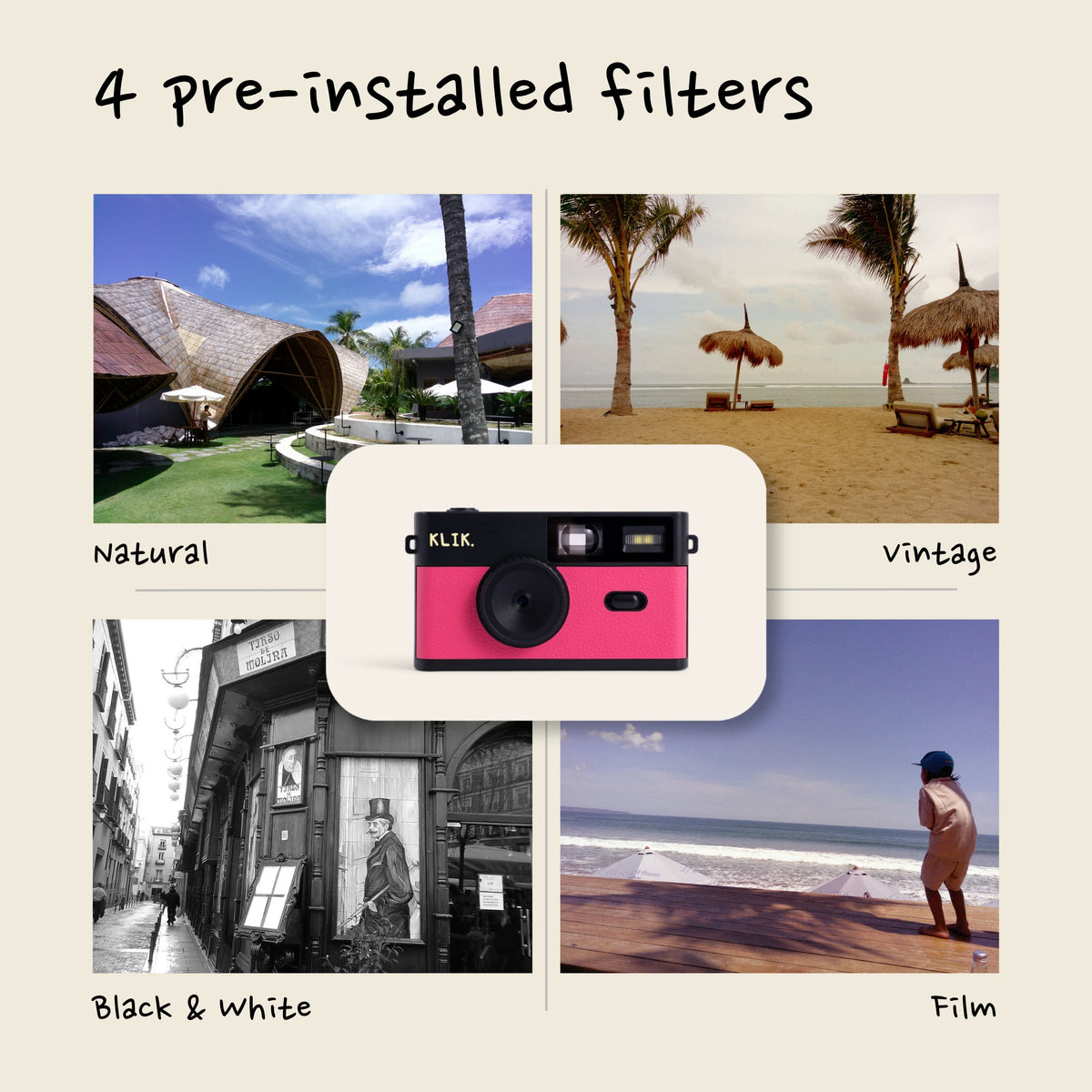 Rose – Les 4 filtres préinstallés