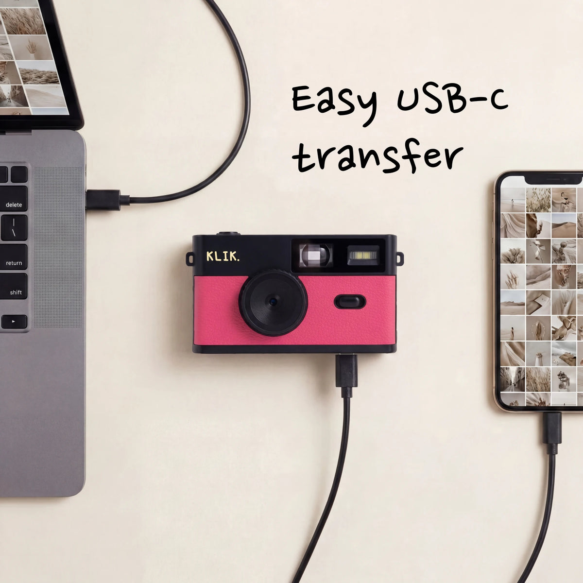 Rose – Transfert des photos en USB-C